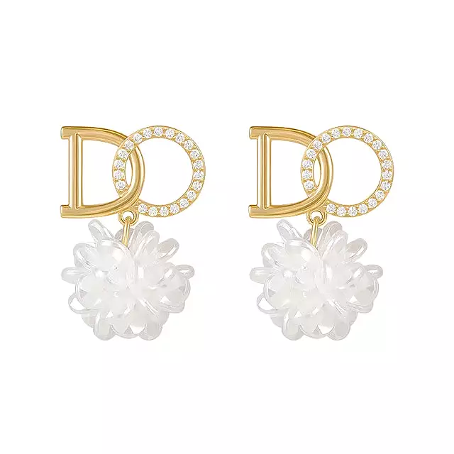 Luxury Zircon Pearl Drop Earrings For Women Girl  Personality Shiny D Letter Earring Fashion Jewelry 3523268