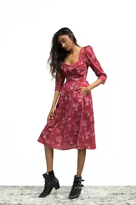 Marisol Dress / Ruby Red + Alabaster Cotton Toile