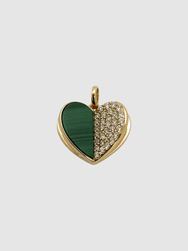 Memento Malachite & Diamond Heart Charm Pendant