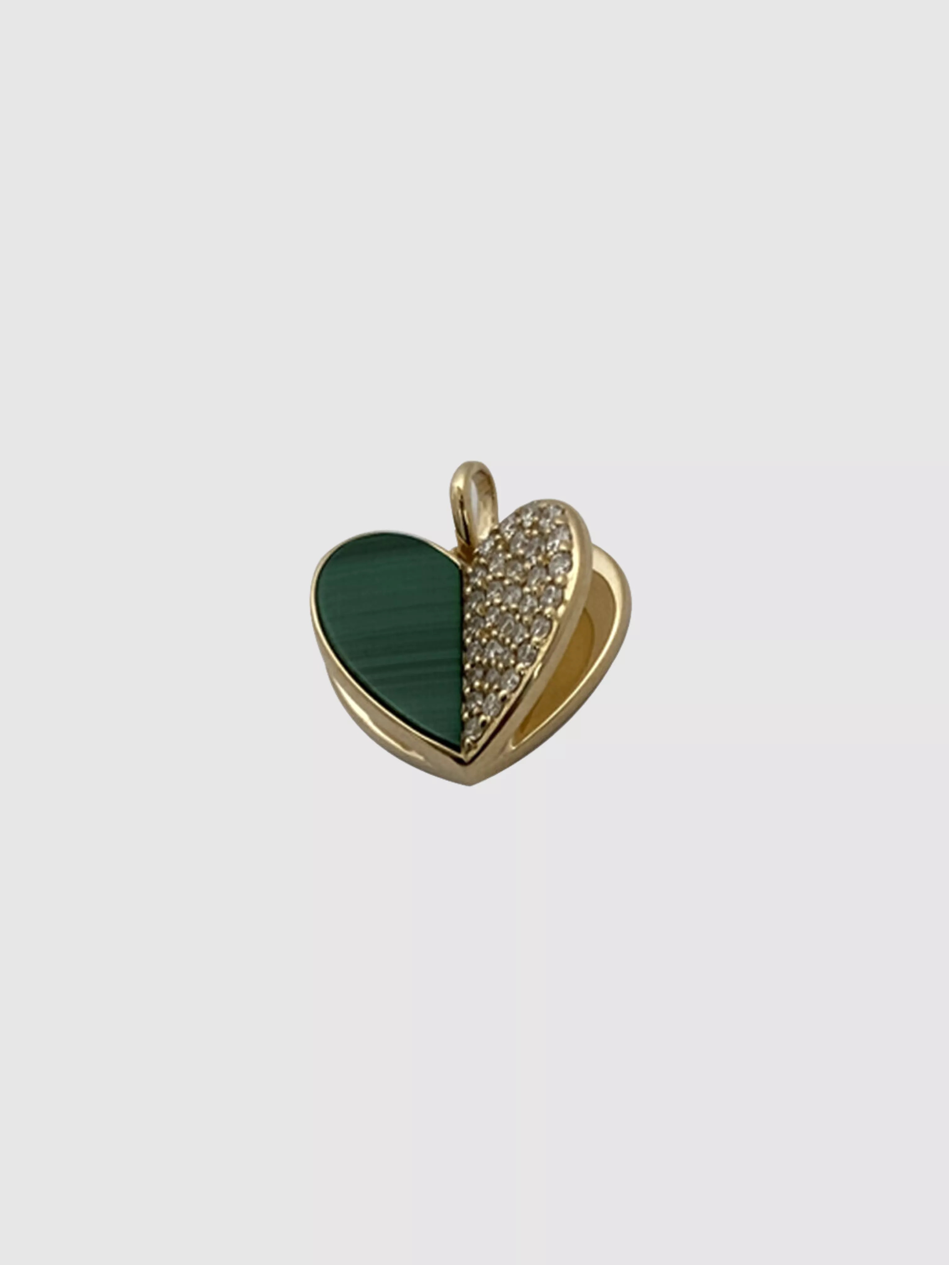 Memento Malachite & Diamond Heart Charm Pendant