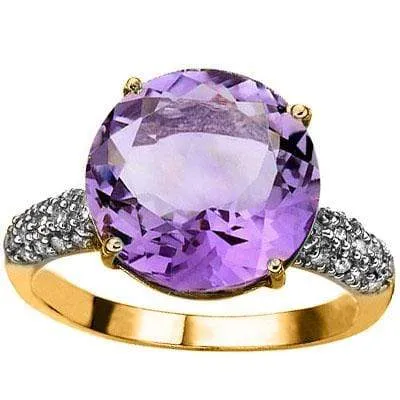 MESMERIZING 5.45 CARAT TW (31 PCS) AMETHYST & GENUINE DIAMOND 10K SOLID YELLOW G