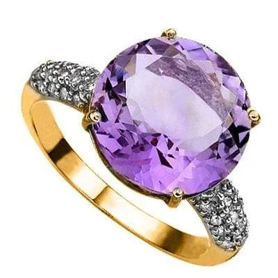 MESMERIZING 5.45 CARAT TW (31 PCS) AMETHYST & GENUINE DIAMOND 10K SOLID YELLOW G