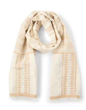 Mirto Beige Striped Cotton Scarf