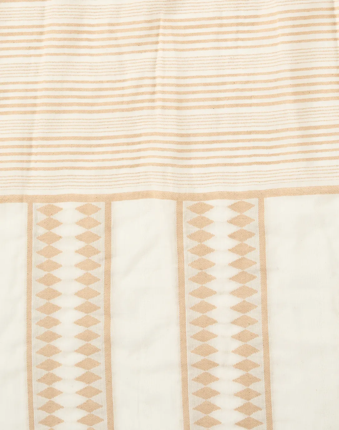 Mirto Beige Striped Cotton Scarf