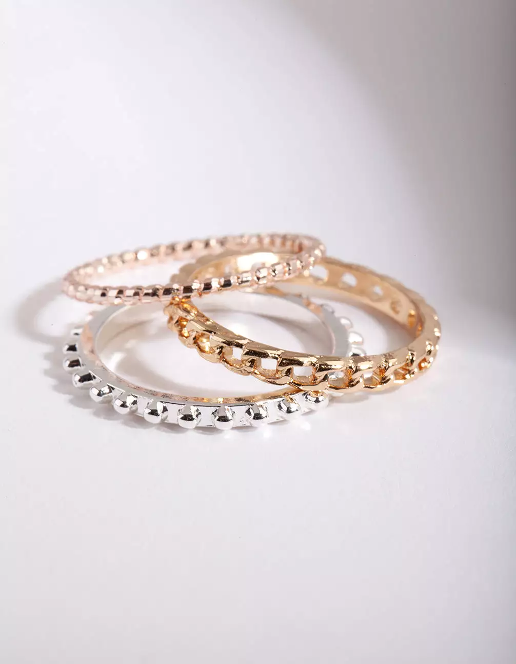 Mixed Metal Chain Ring Stack