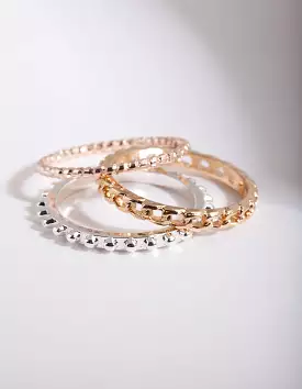 Mixed Metal Chain Ring Stack