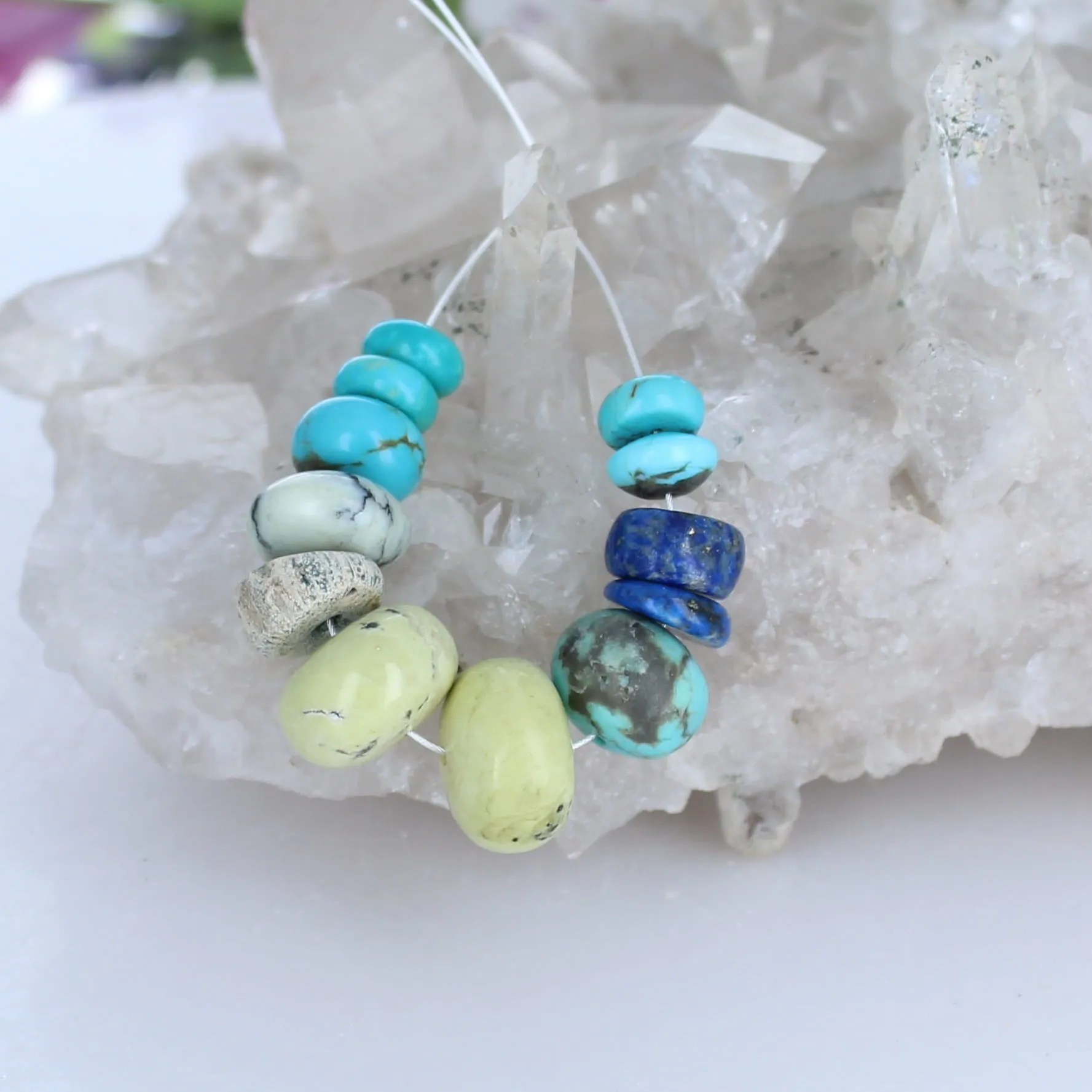 Mixed Rondelle Beads Turquoise, Lapis 3