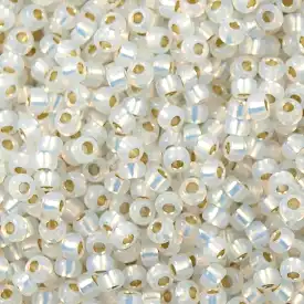 Miyuki Boncuk, MiyukiRoundBeads 8/0-0551 Gilt Line White Opal