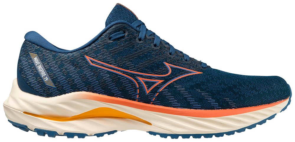 Mizuno Wave Inspire 19 (D Width) - Blue Opal/Tigerlily/Zinnia (Mens)