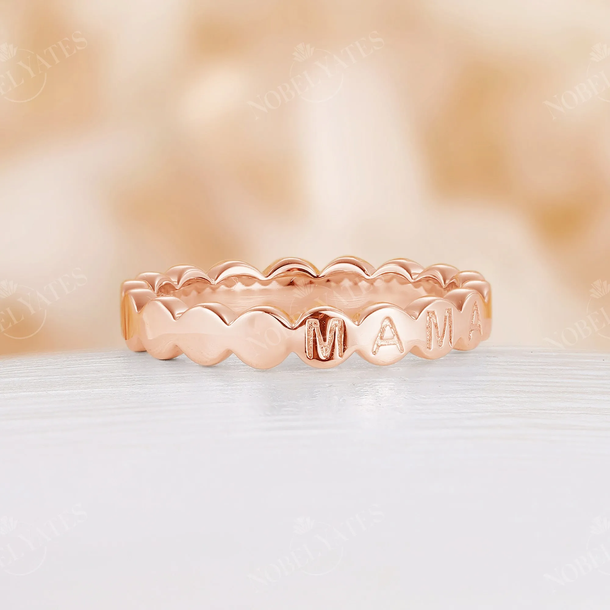 Modern MAMA Plain Bead Eternity Daily Ring Rose Gold