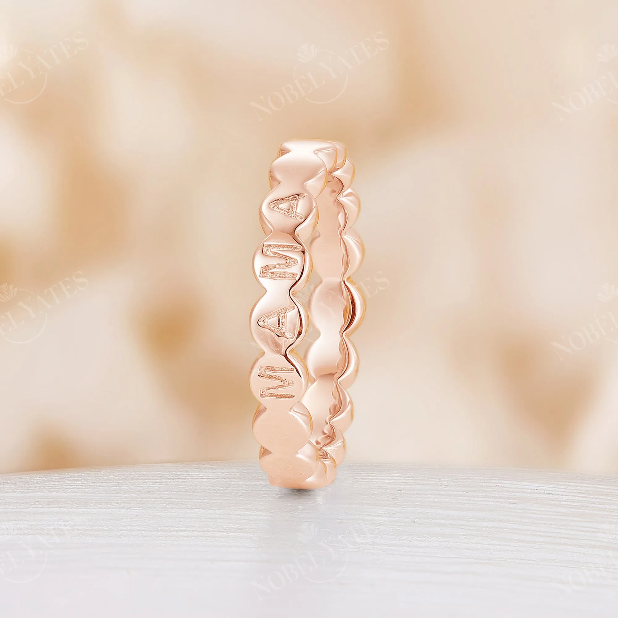 Modern MAMA Plain Bead Eternity Daily Ring Rose Gold