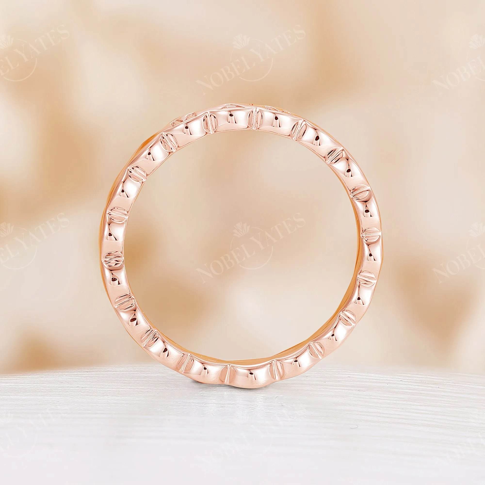 Modern MAMA Plain Bead Eternity Daily Ring Rose Gold