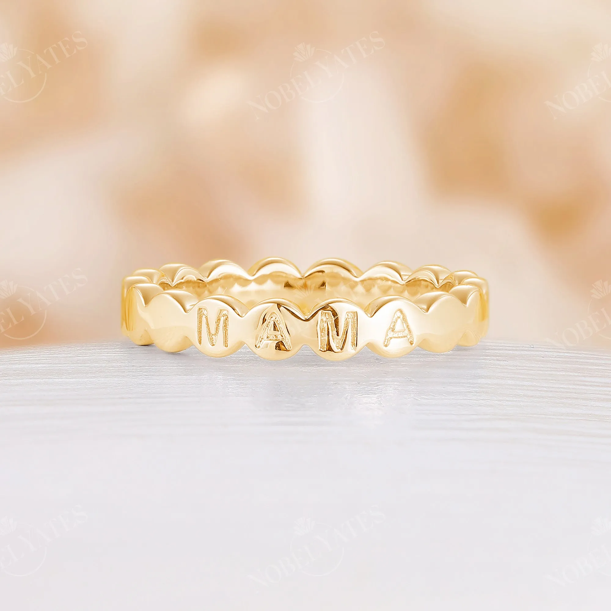 Modern MAMA Plain Bead Eternity Daily Ring Rose Gold