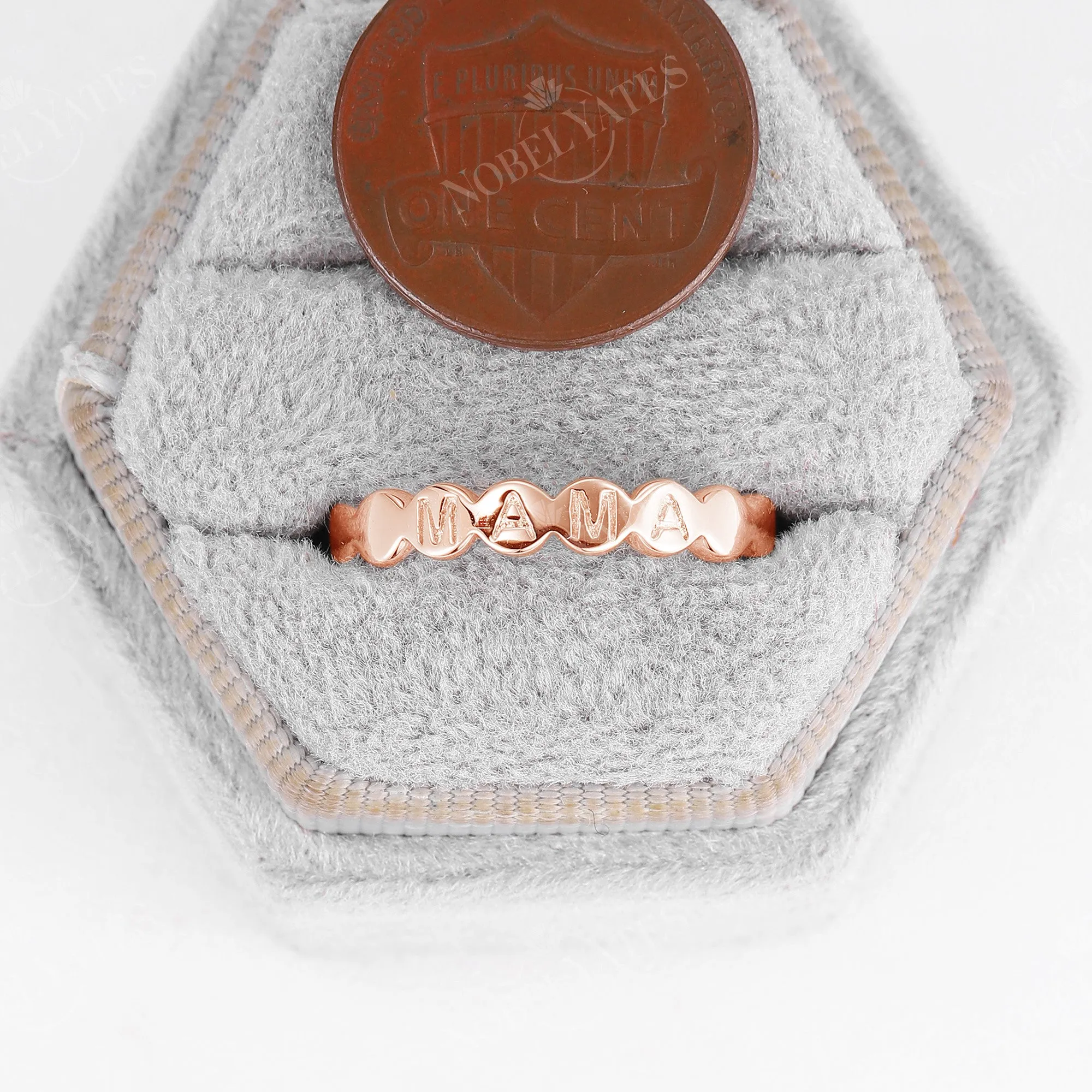 Modern MAMA Plain Bead Eternity Daily Ring Rose Gold