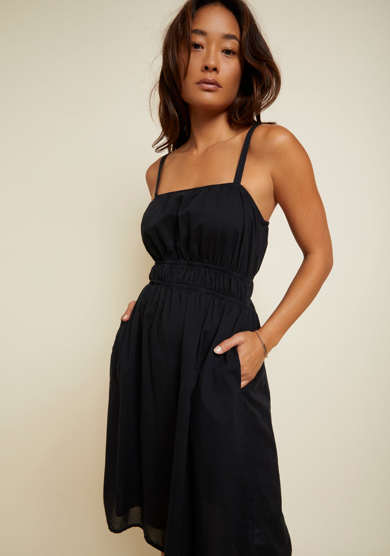 Nation LTD - Opal Elasticated Sundress - Jet Black