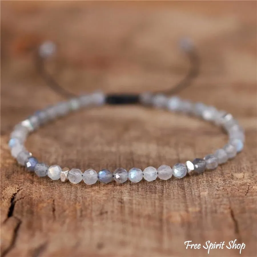 Natural Labradorite Adjustable Bead Bracelet