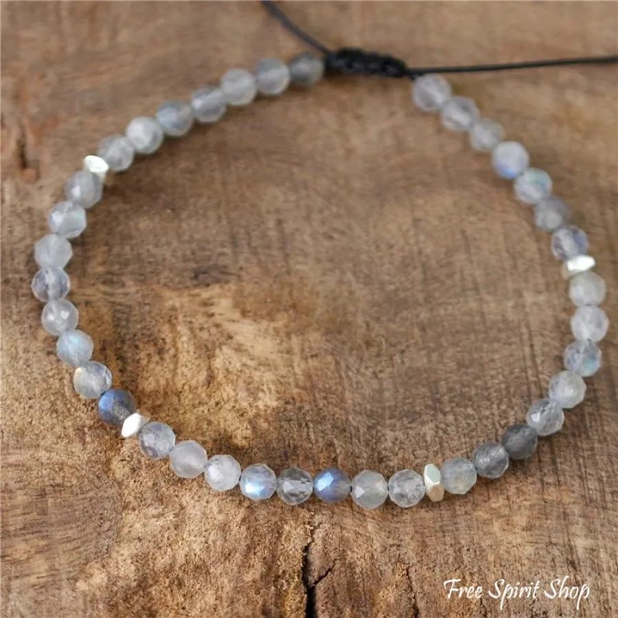 Natural Labradorite Adjustable Bead Bracelet