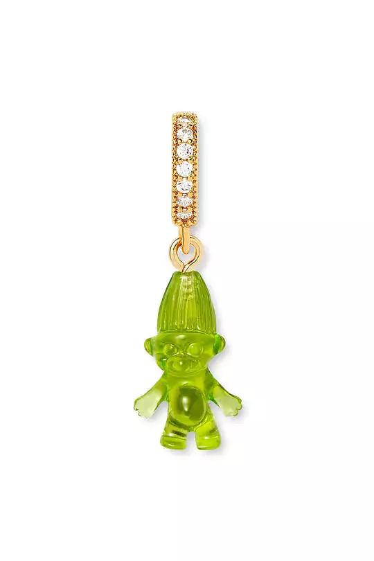 Norwegian Lucky Troll Translucent Pendant, Pave Gold Connector