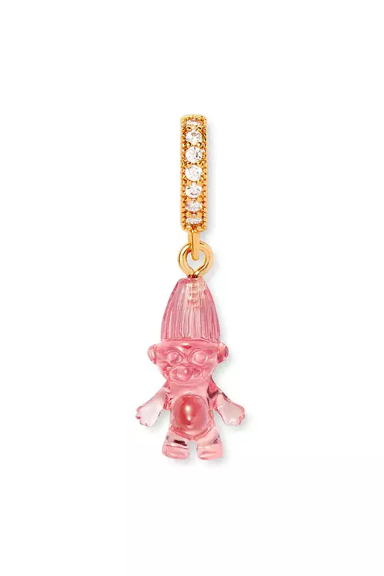 Norwegian Lucky Troll Translucent Pendant, Pave Gold Connector