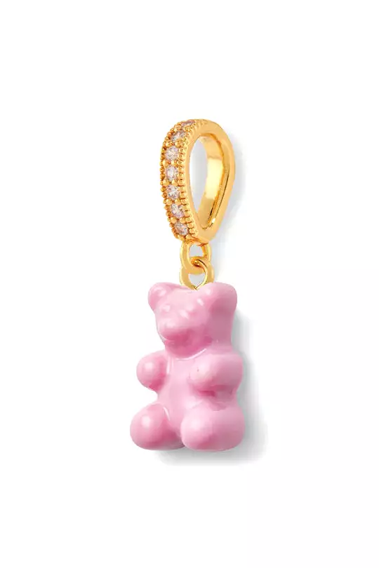 Nostalgia Bear Glossy Pendant, Crystal Gold Connector