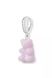 Nostalgia Bear Glossy Pendant, Pave Silver Connector