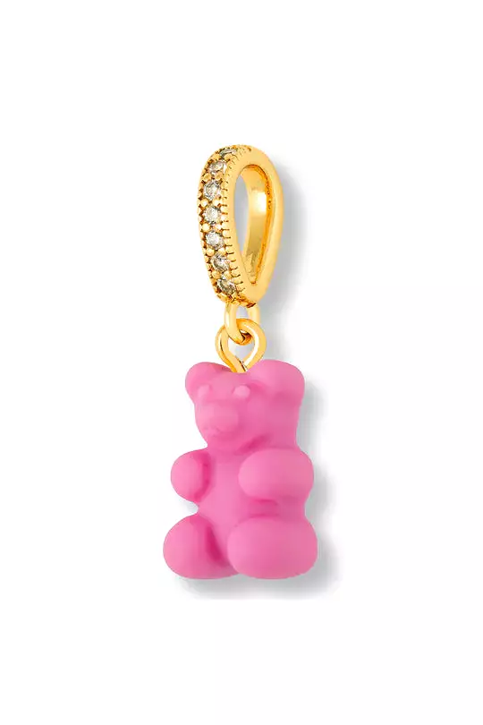 Nostalgia Bear Matte Pendant, Pave Gold Connector