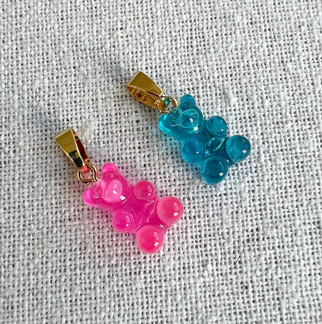 Nostalgia Bear Translucent Pendant, Gold Connector