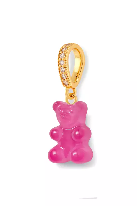 Nostalgia Bear Translucent Pendant, Pave Gold Connector