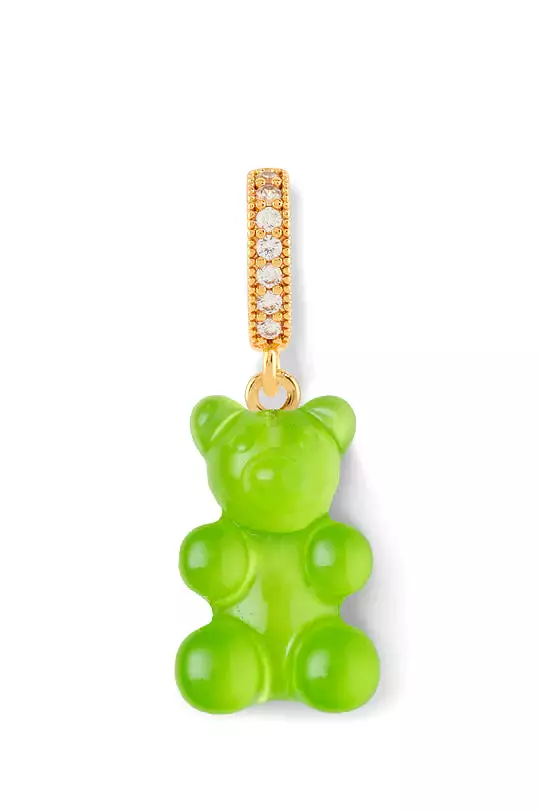 Nostalgia Bear Translucent Pendant, Pave Gold Connector