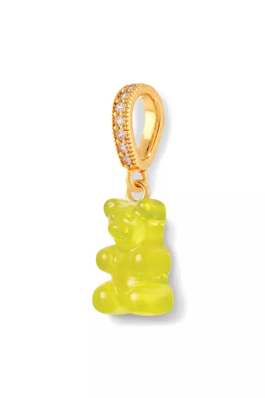 Nostalgia Bear Translucent Pendant, Pave Gold Connector