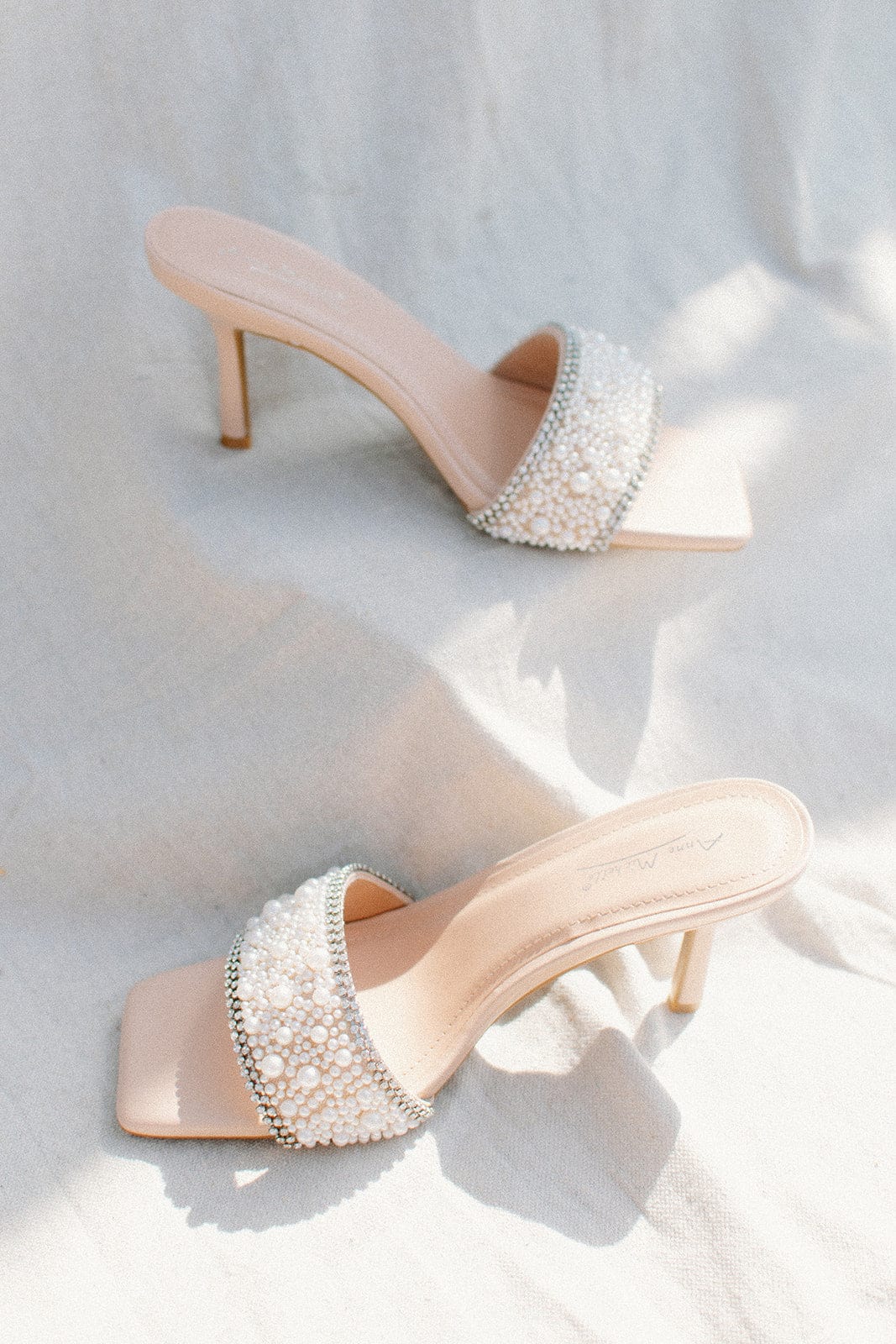 Nude Beaded Pearl Heels