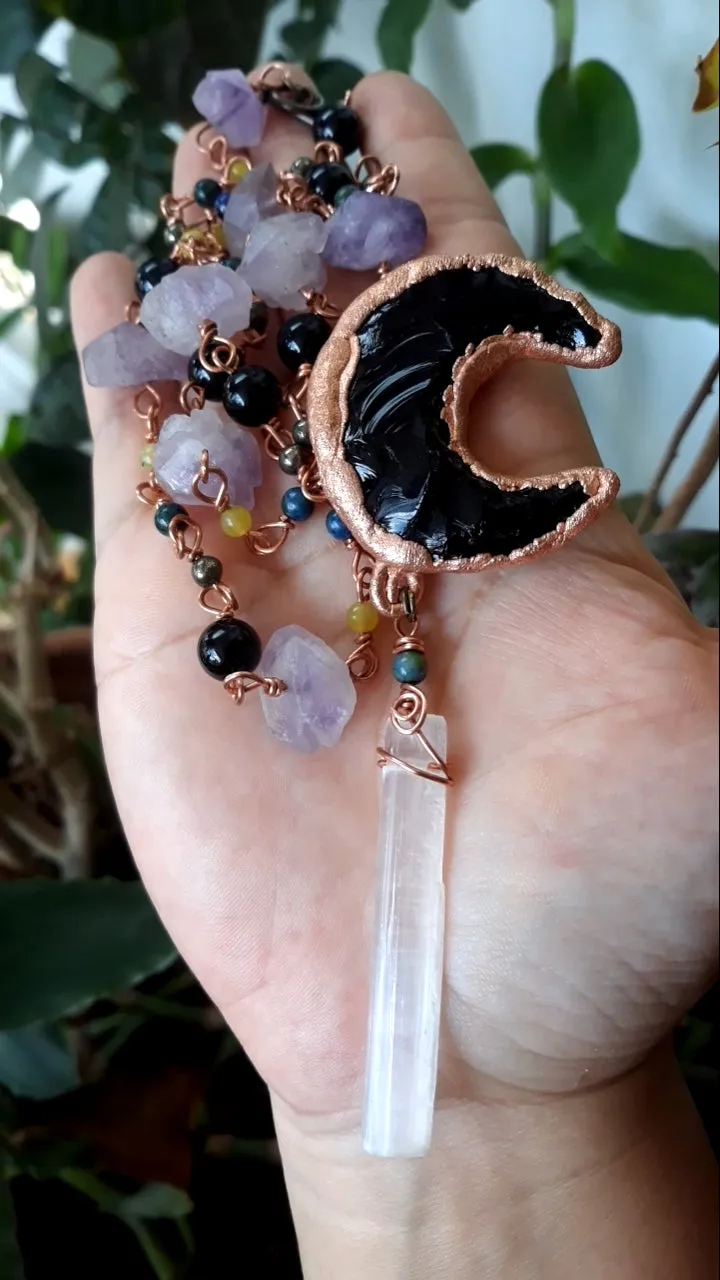 Obsidian Amethyst Necklace