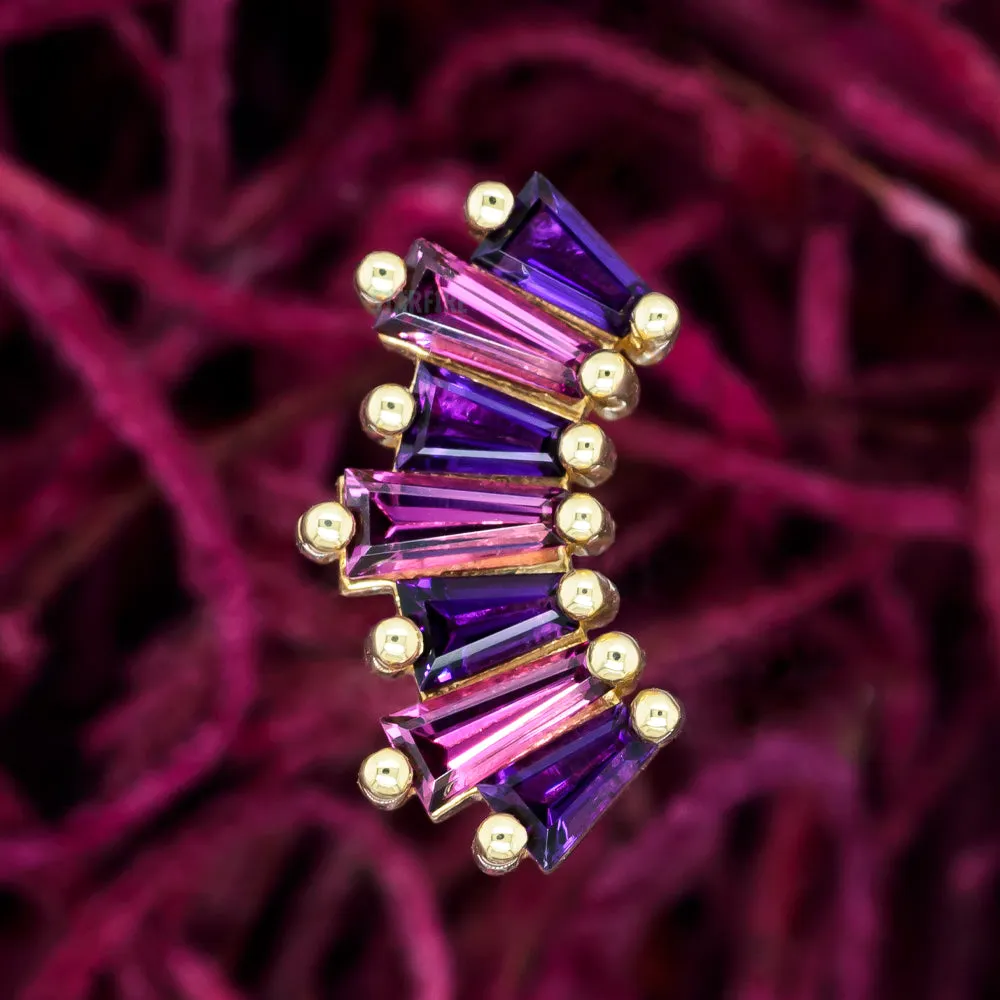 Oceane 7 Threaded End in Gold with Amethyst & Rhodolite