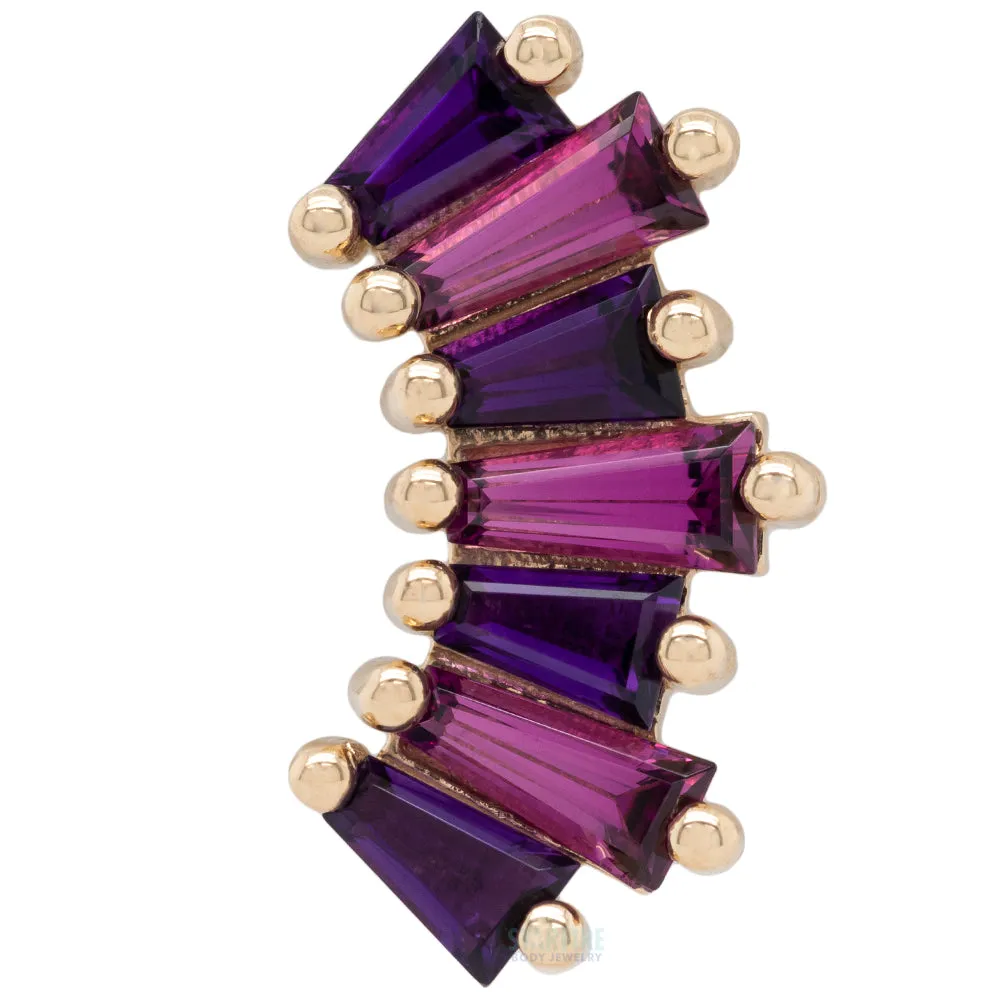 Oceane 7 Threaded End in Gold with Amethyst & Rhodolite