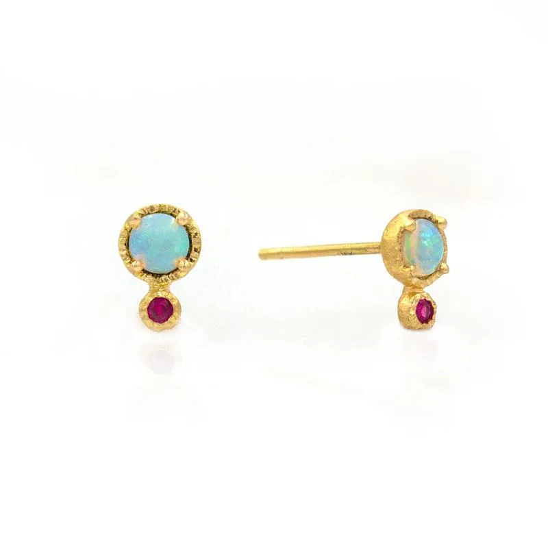 Opal Ruby Studs