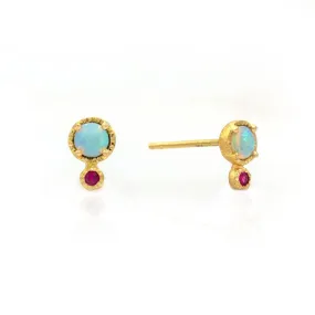 Opal Ruby Studs