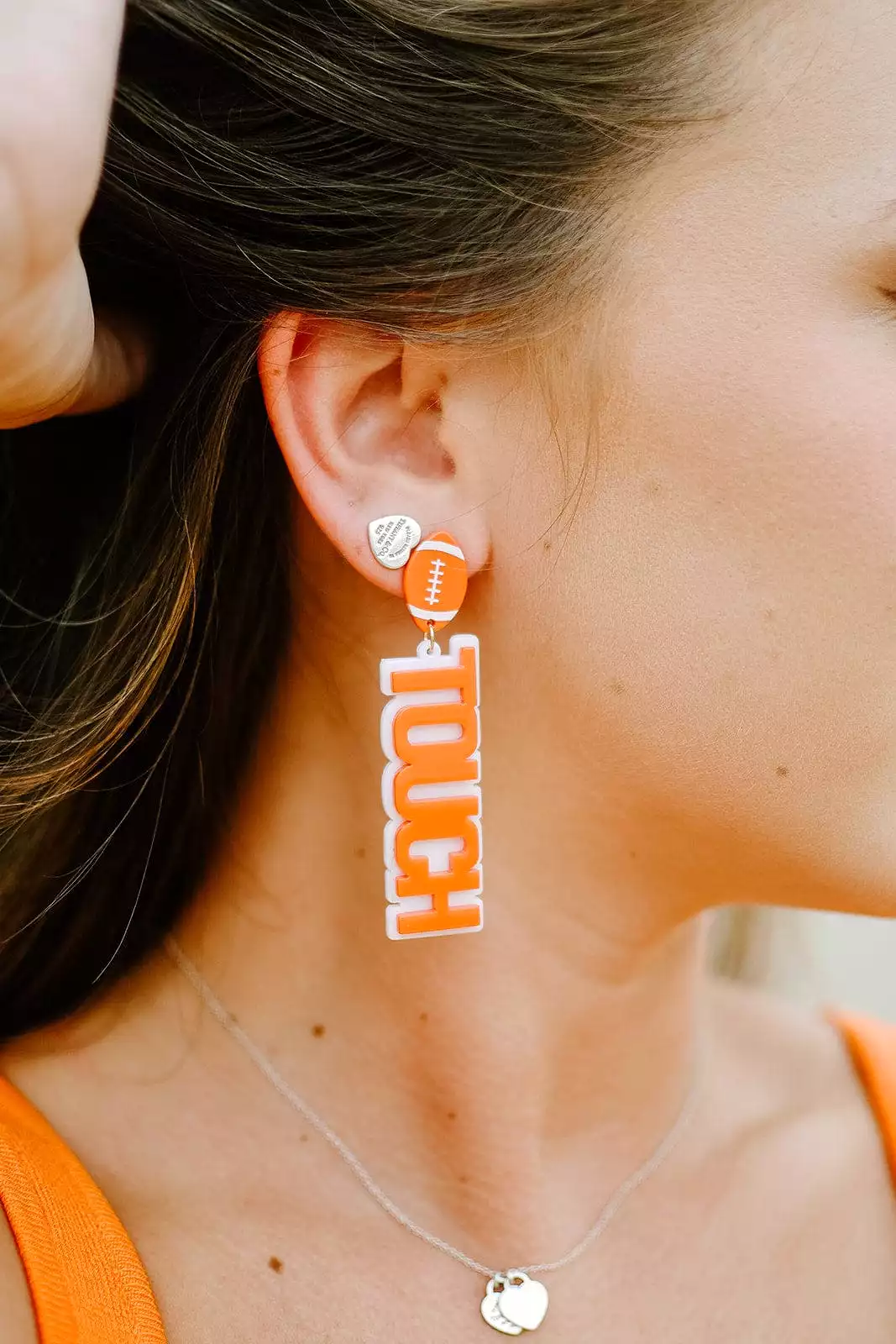 Orange Touchdown Drops Earrings