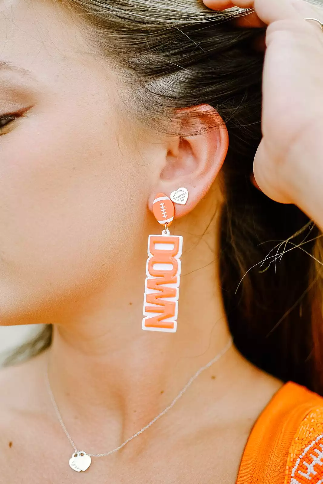 Orange Touchdown Drops Earrings