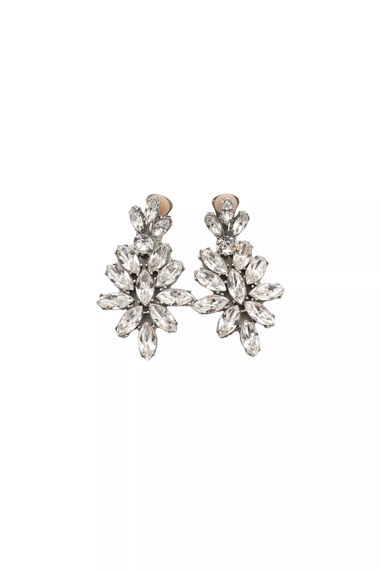 Oscar de la Renta Silver Tone Crystal Leaf Stud Earrings