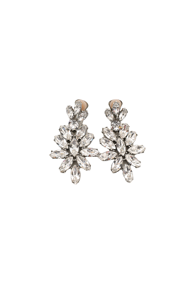 Oscar de la Renta Silver Tone Crystal Leaf Stud Earrings