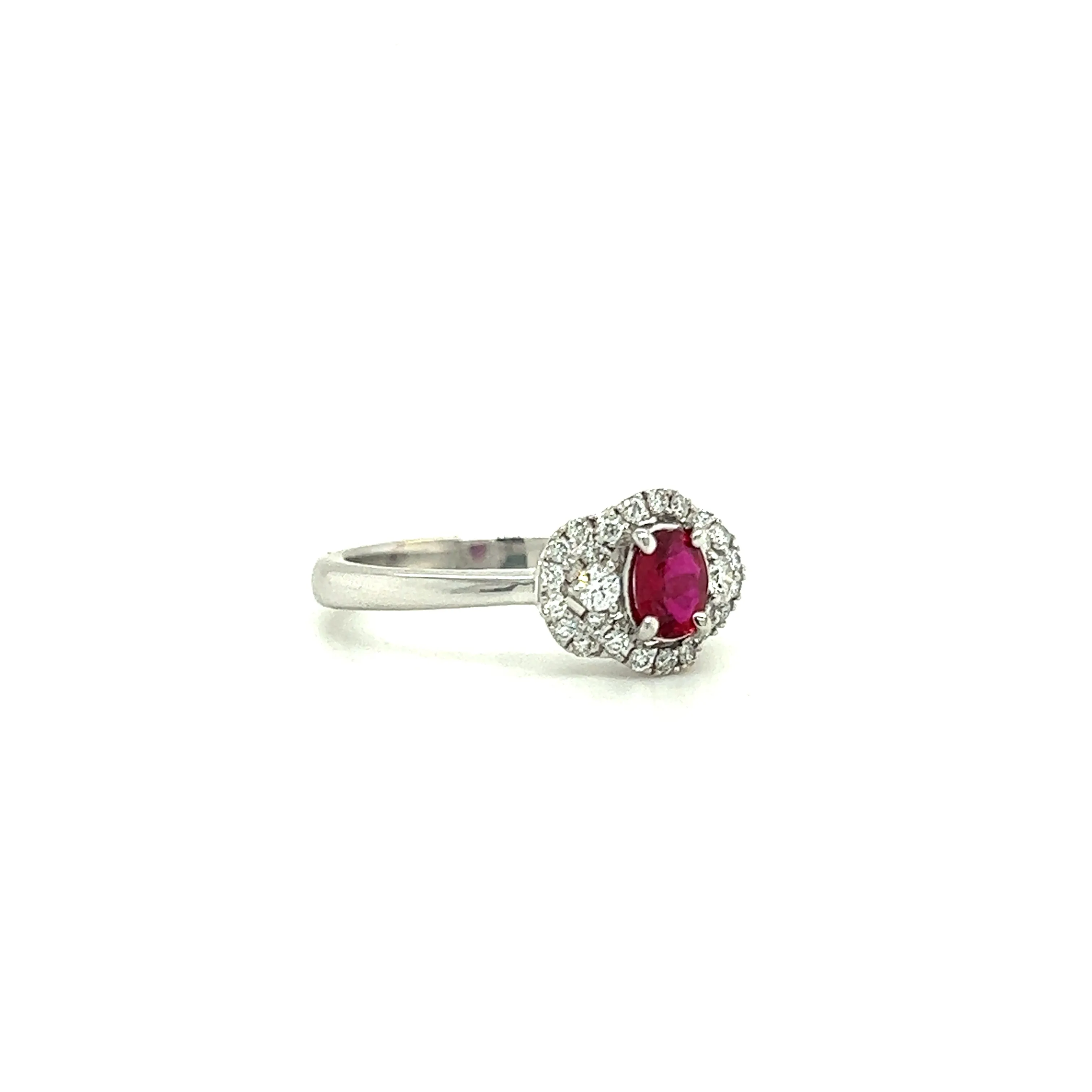 Oval Ruby Ring with 0.25ctw of Diamonds in 18K White Gold