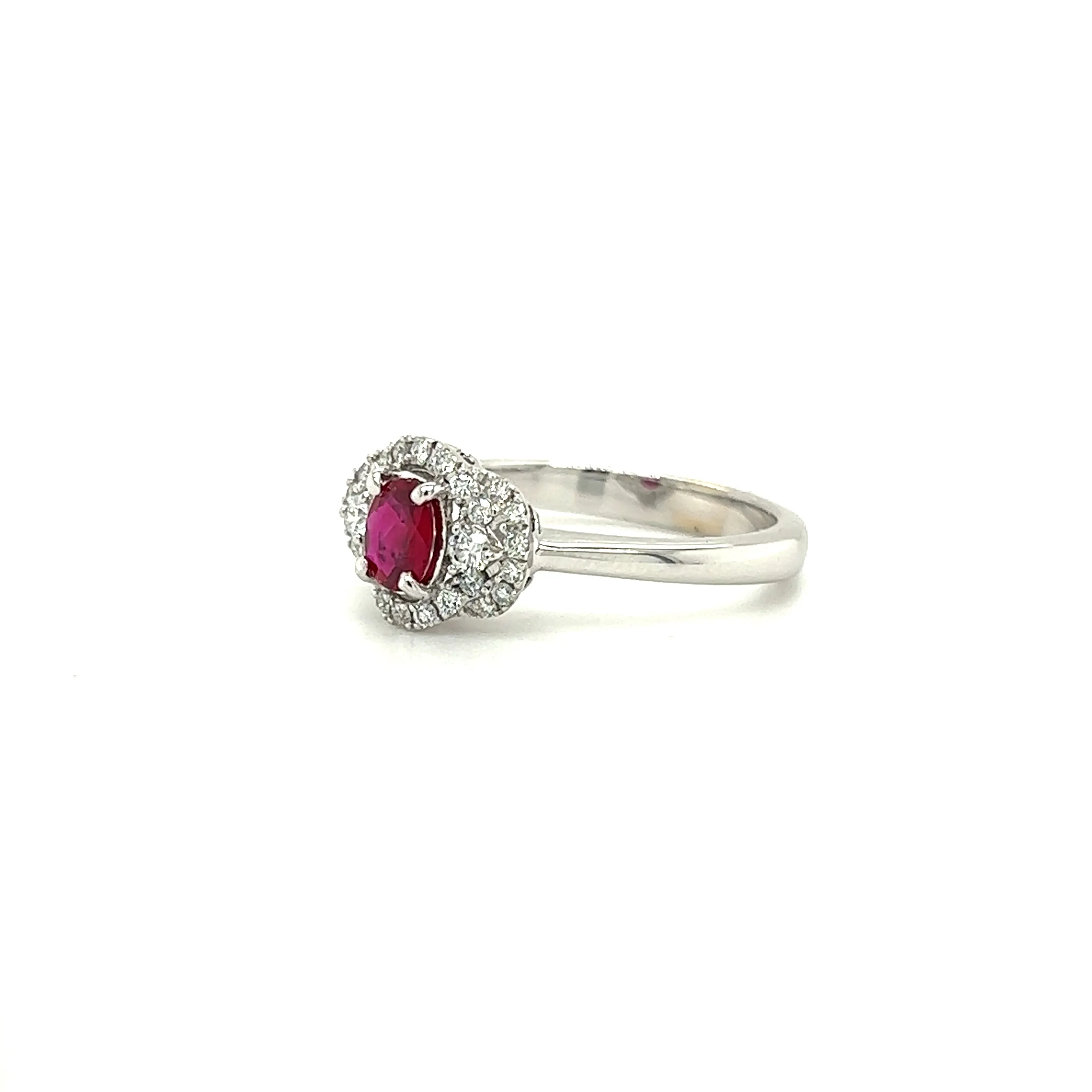 Oval Ruby Ring with 0.25ctw of Diamonds in 18K White Gold