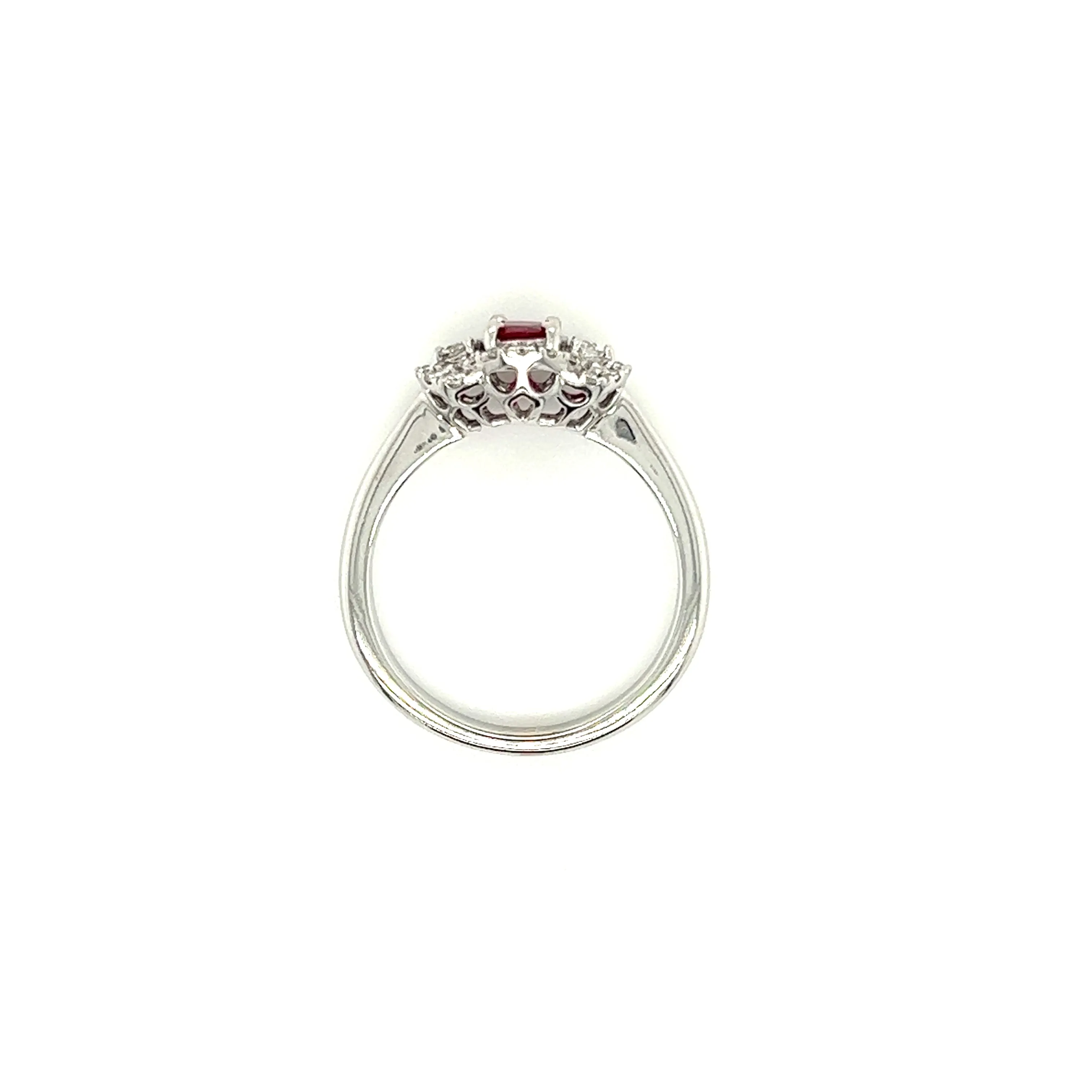 Oval Ruby Ring with 0.25ctw of Diamonds in 18K White Gold