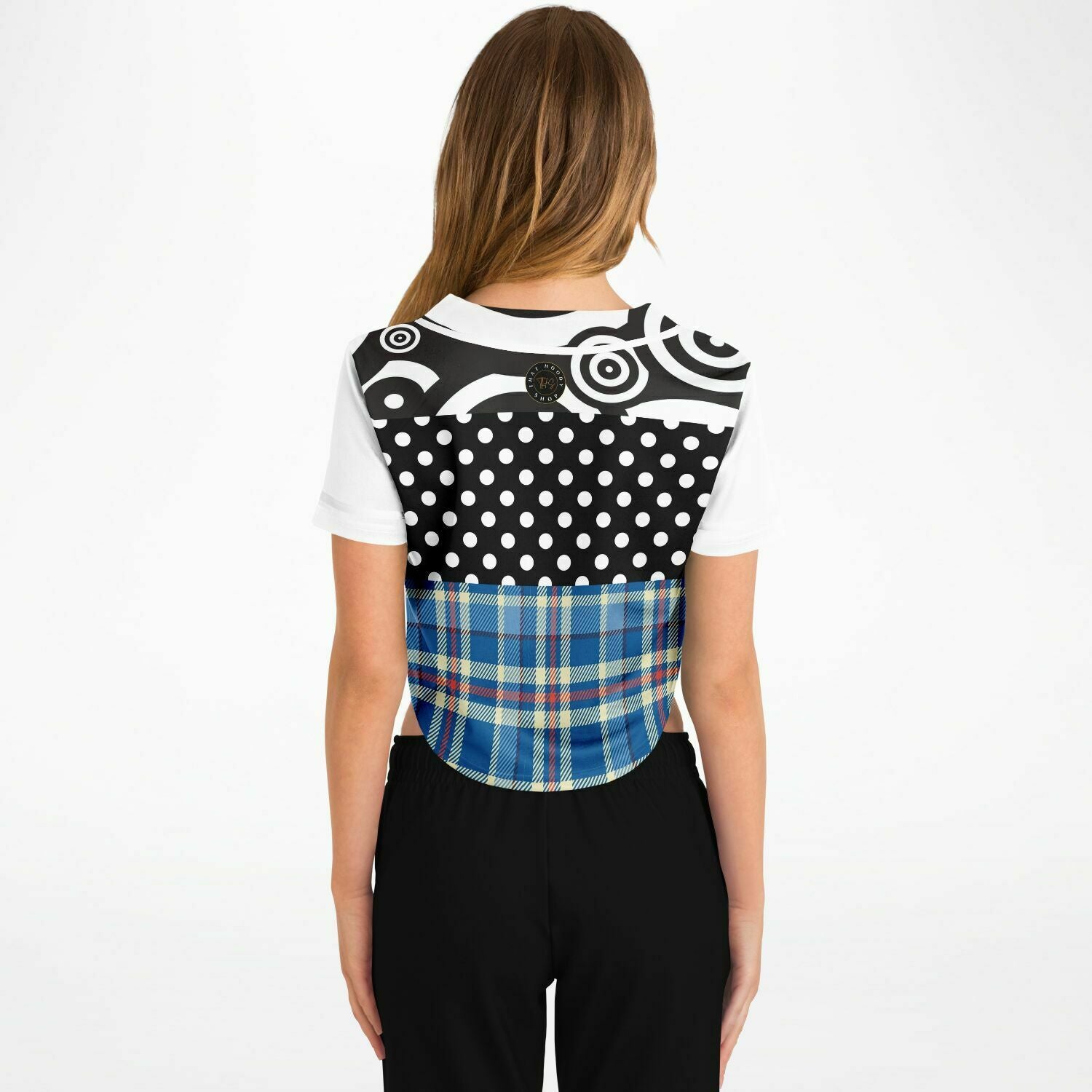 Pacific Palisades Patchwork Cropped Button Front Jersey