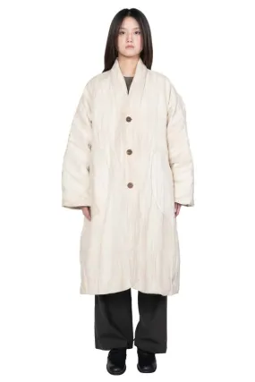 Padded Long Coat - Ivory White