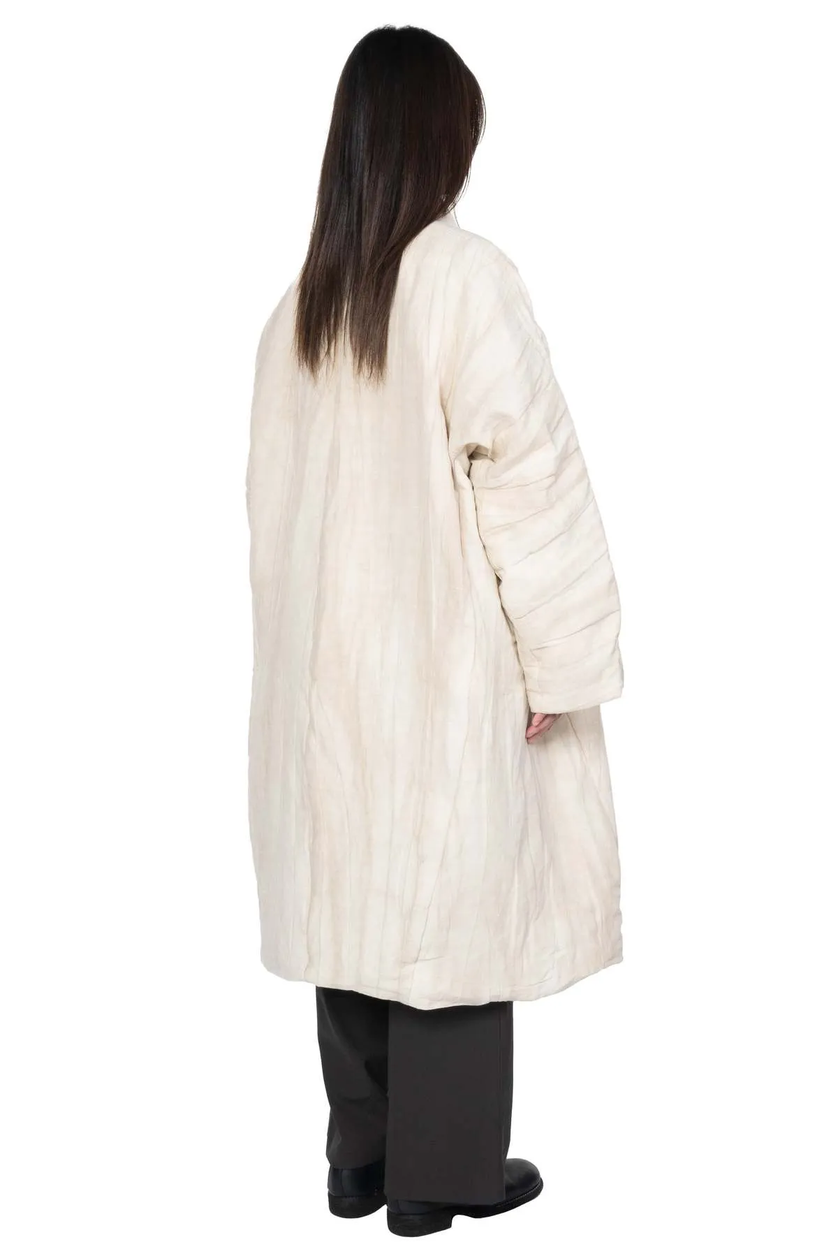 Padded Long Coat - Ivory White