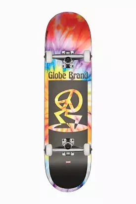 Peace Man Mid - Spiral Dye/Black - 7.6 Kids Complete Skateboard