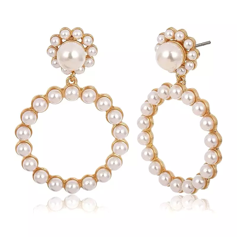 Pearl and Crystal Hoop Earrings