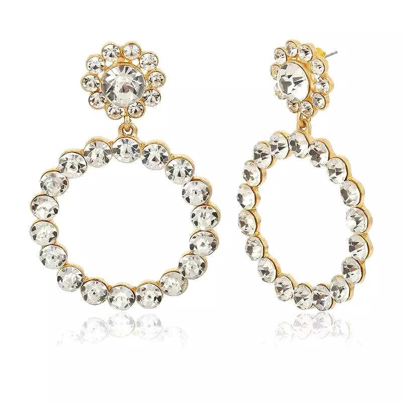 Pearl and Crystal Hoop Earrings