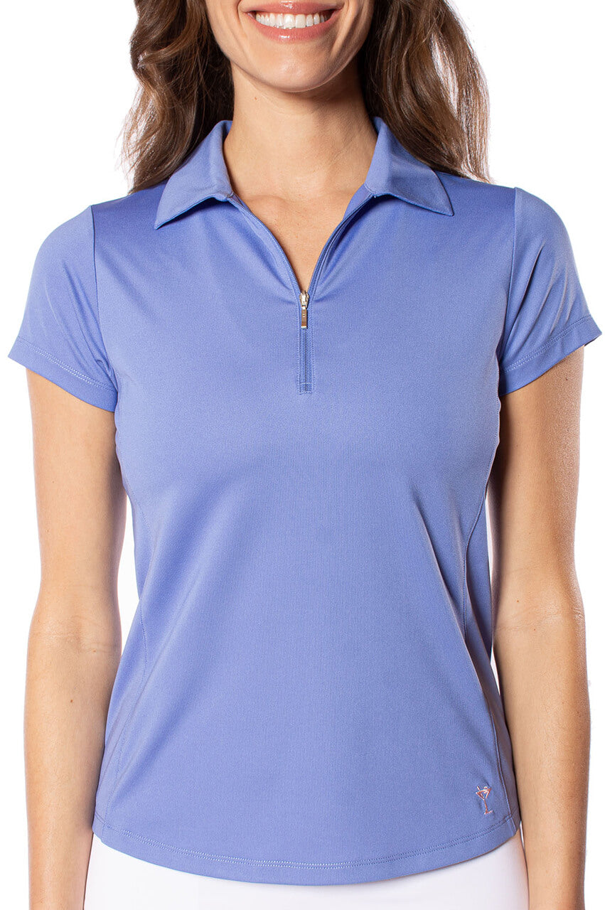 Periwinkle Short Sleeve Zip Polo